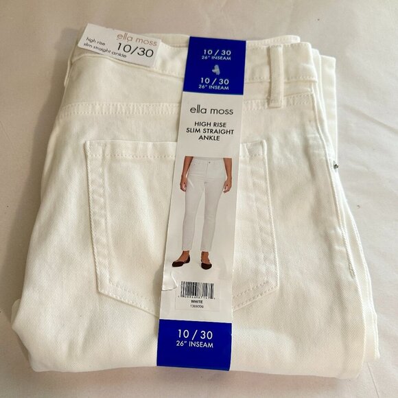 New Ella Moss Jeans Women's Size 10 White High Rise Slim Straight Ankle  Coastal - Picture 11 of 11